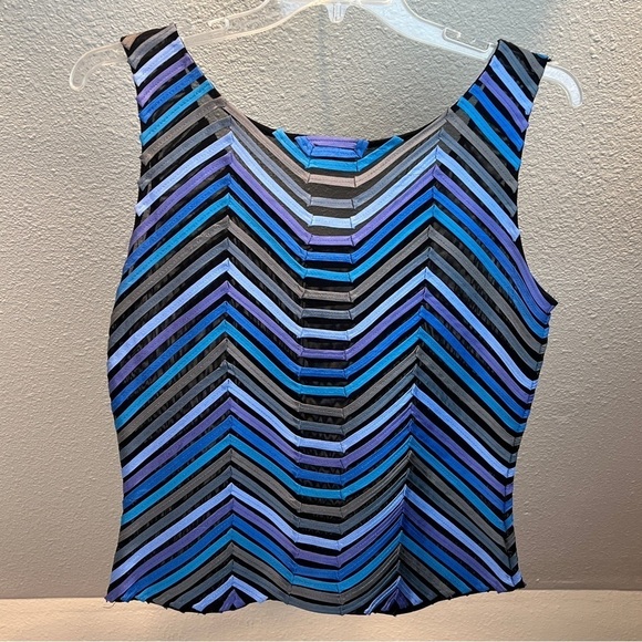 IKA 2-Piece Tank & Jacket. Nylon Black Mesh decorated w/Ribbon Swirling Design - Picture 4 of 7